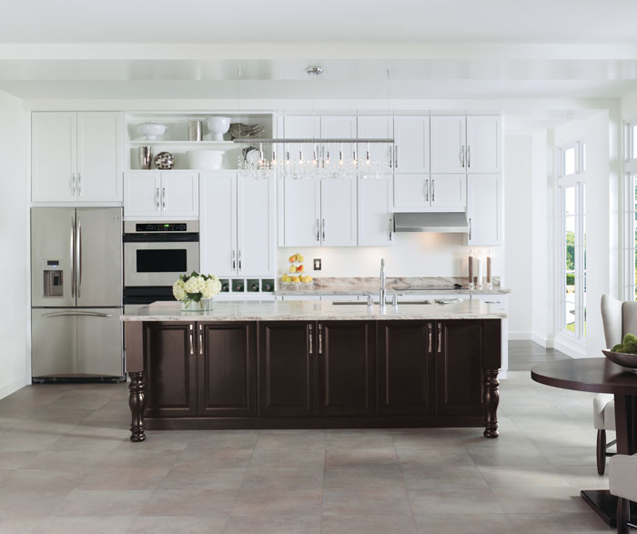 Painted white kitchen cabinets by Aristokraft Cabinetry